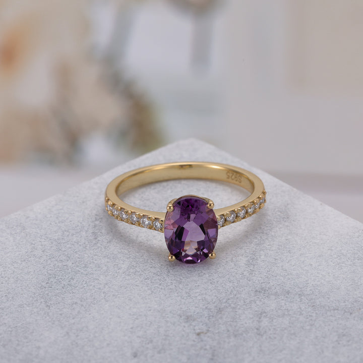 Silver Natural Amethyst Ring