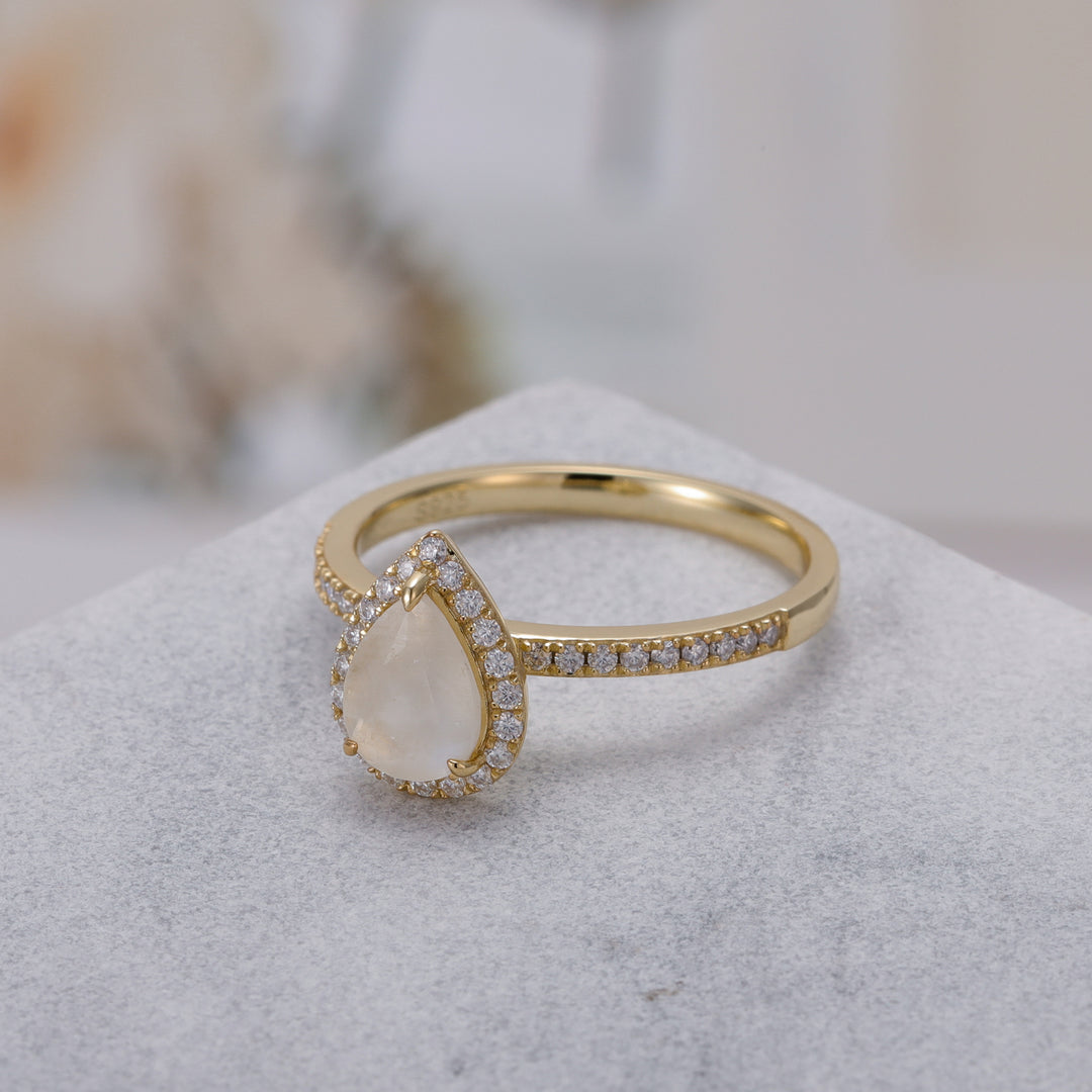 Silver Natural Moonstone Ring
