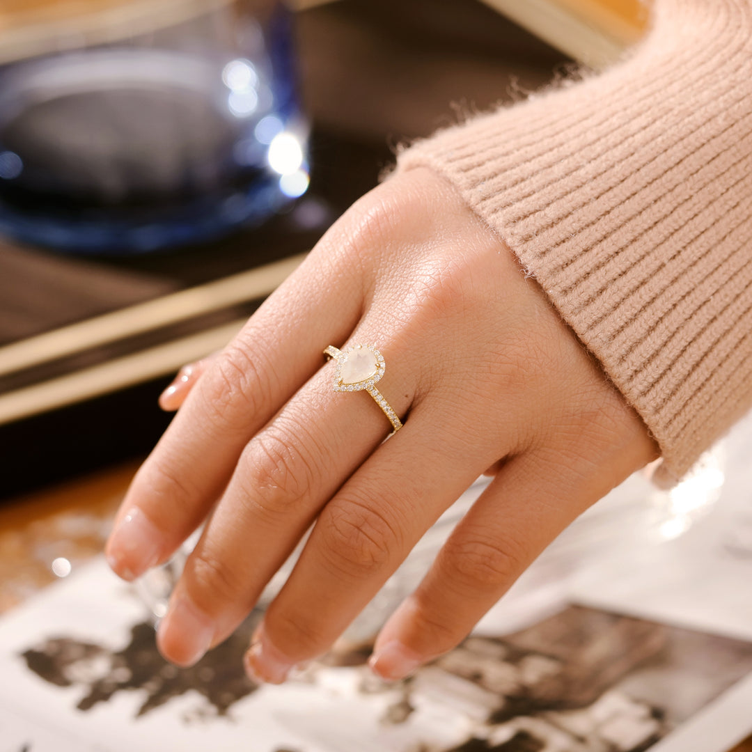 Silver Natural Moonstone Ring