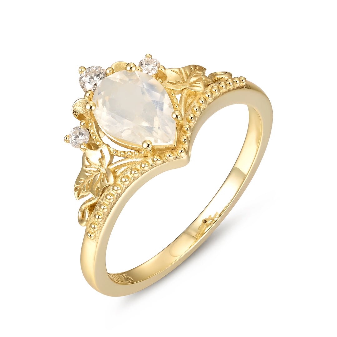 Silver Natural Moonstone Ring