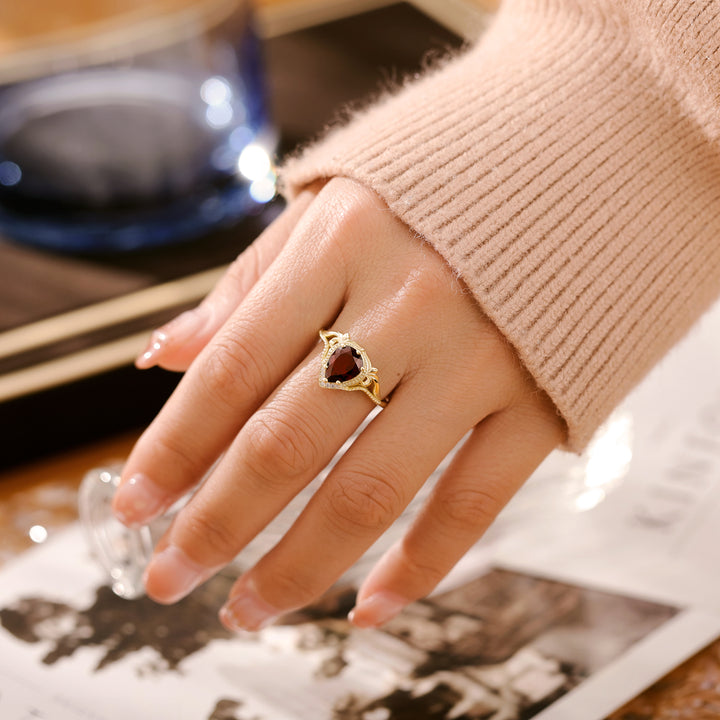 Silver Natural Garnet Ring