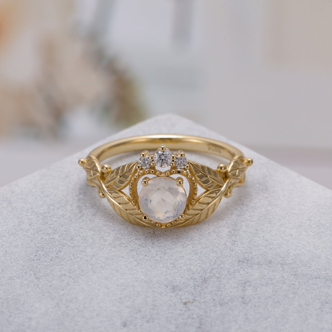 Silver Natural Moonstone Ring