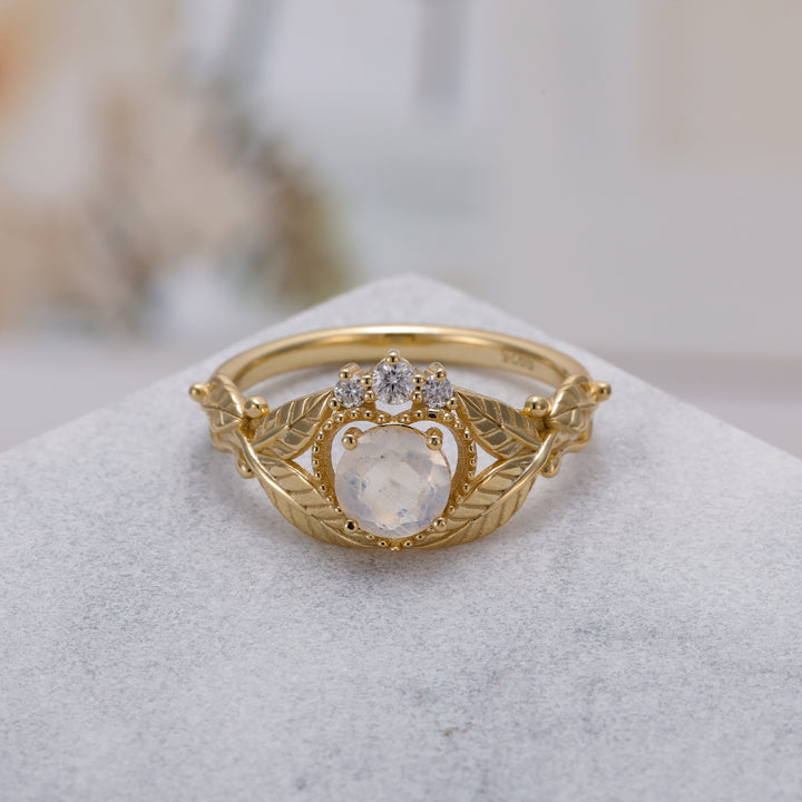 Silver Natural Moonstone Ring