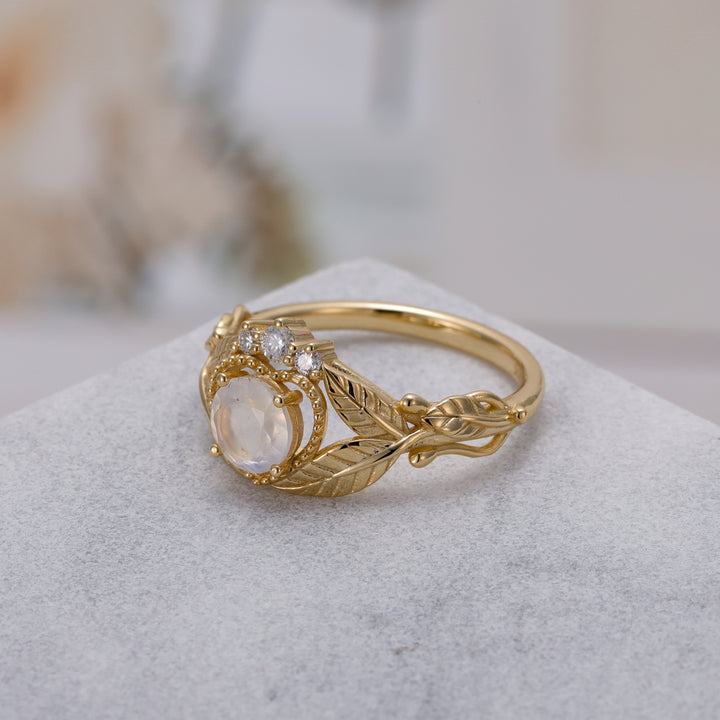 Silver Natural Moonstone Ring