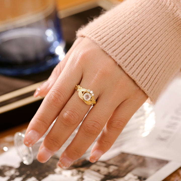 Silver Natural Moonstone Ring
