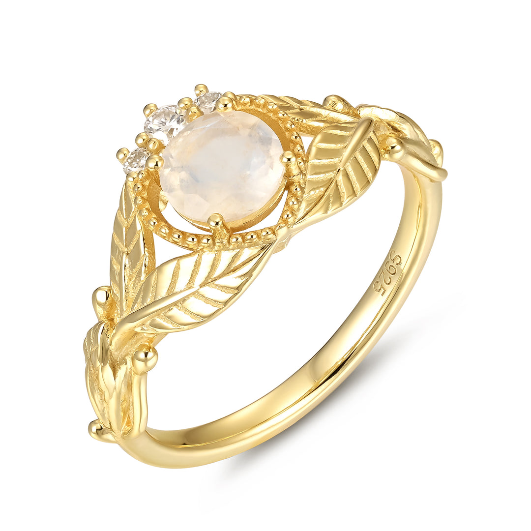 Silver Natural Moonstone Ring
