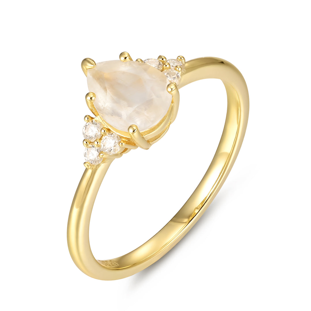 Silver Natural Moonstone Ring