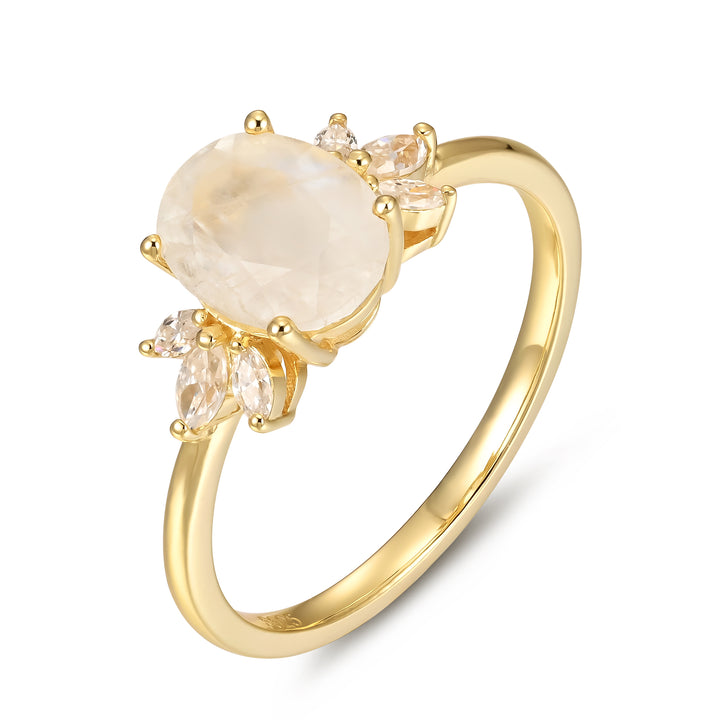 Silver Natural Moonstone Ring
