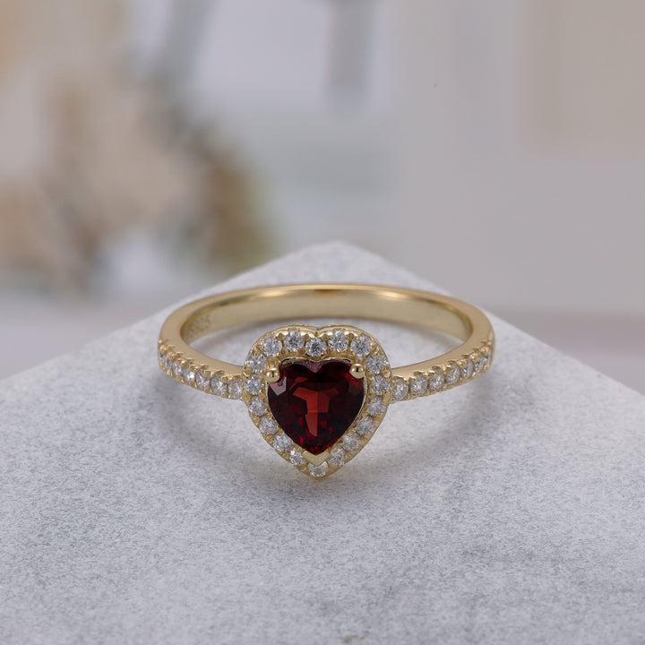 Silver Natural Garnet Ring