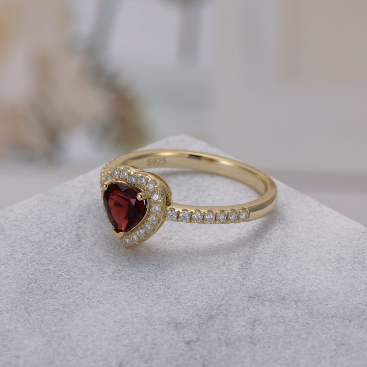 Silver Natural Garnet Ring