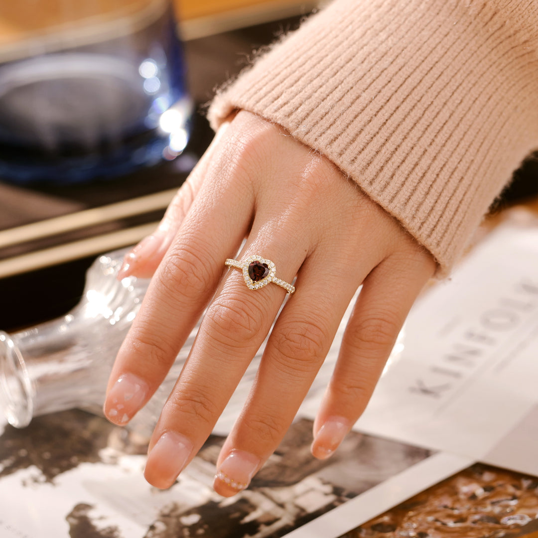 Silver Natural Garnet Ring
