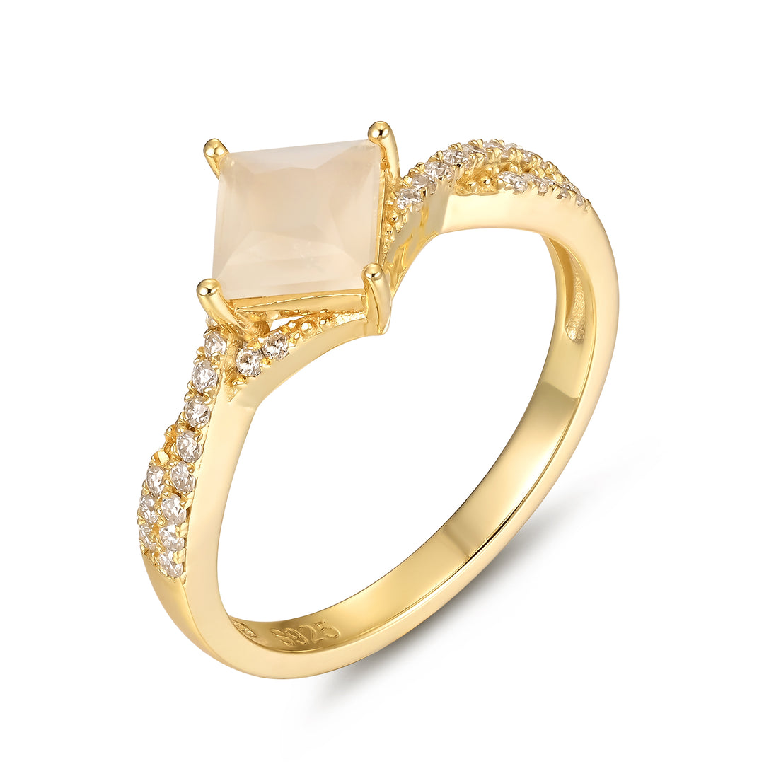 Silver Natural Moonstone Ring