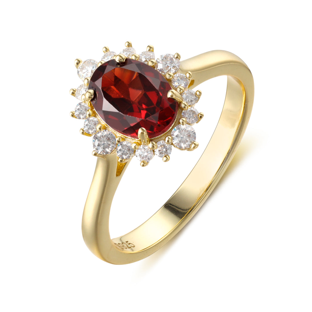 Silver Natural Garnet Ring