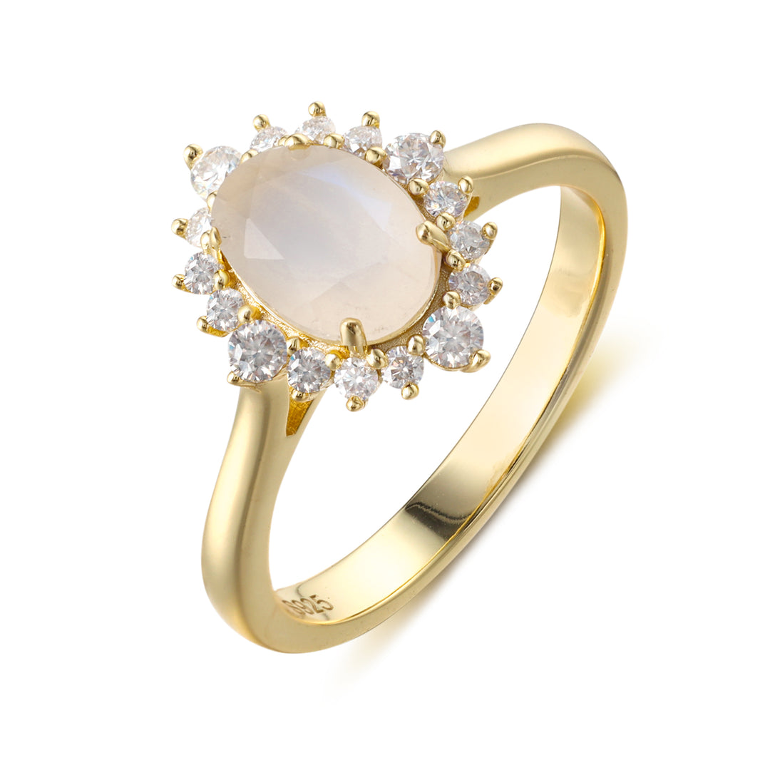 Silver Natural Moonstone Ring