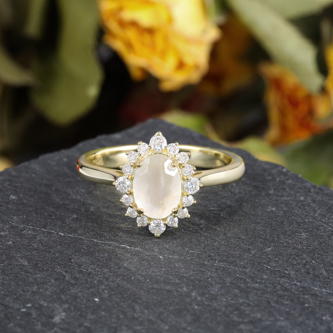 Silver Natural Moonstone Ring