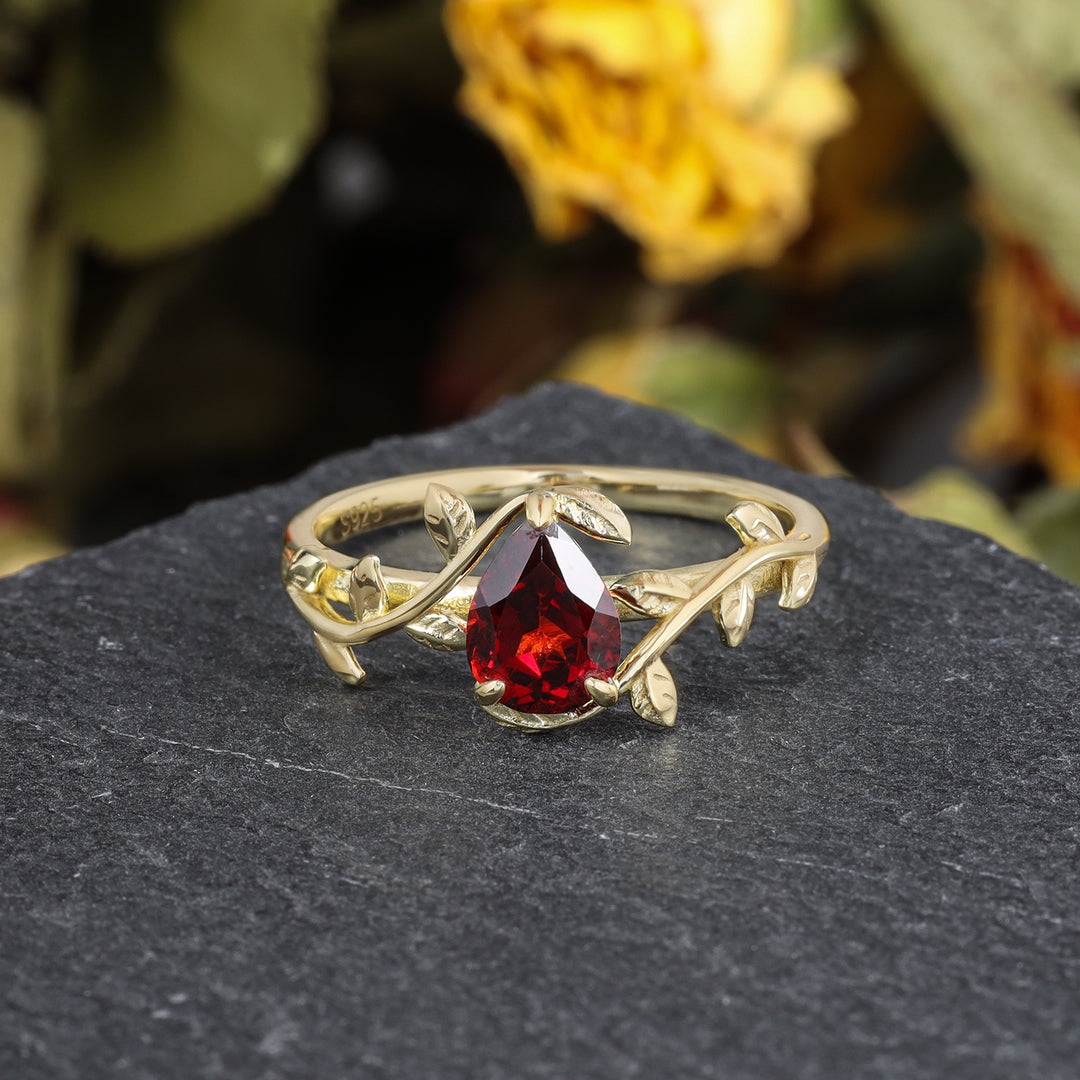 Silver Natural Garnet Ring