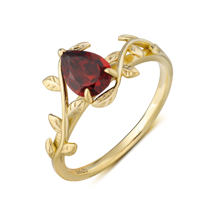 Silver Natural Garnet Ring