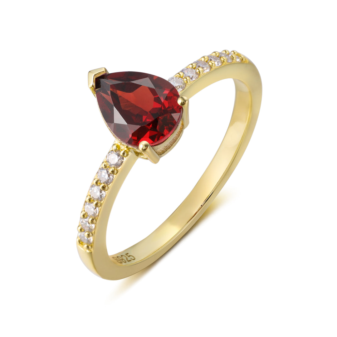 Silver Natural Garnet Ring