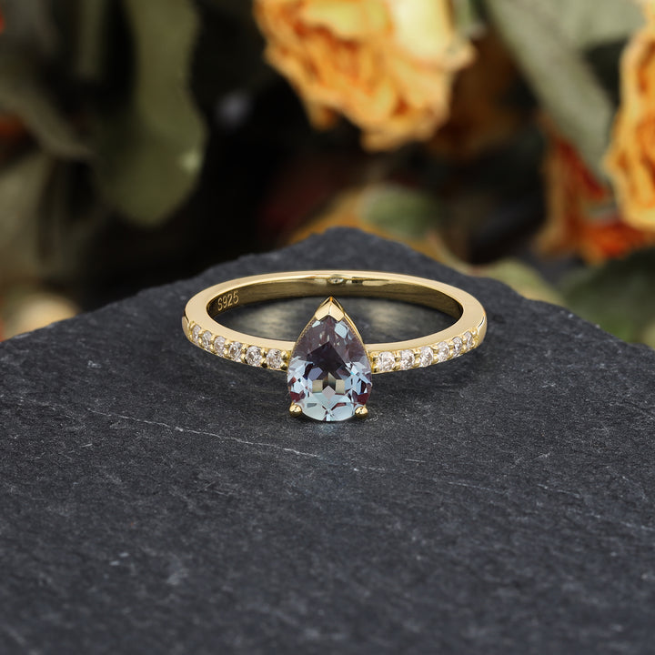 Silver Natural Alexandrite Ring