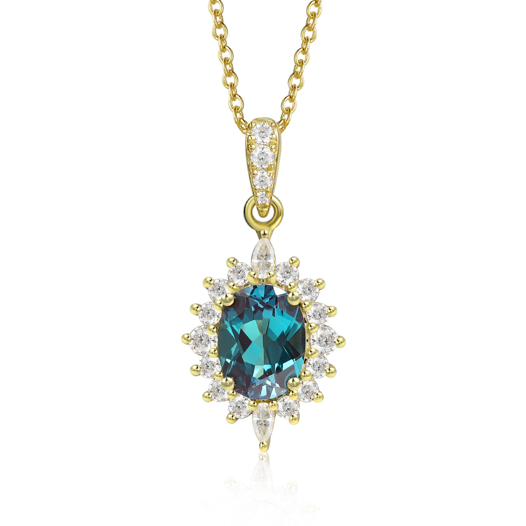 Silver Lab Alexandrite Necklace