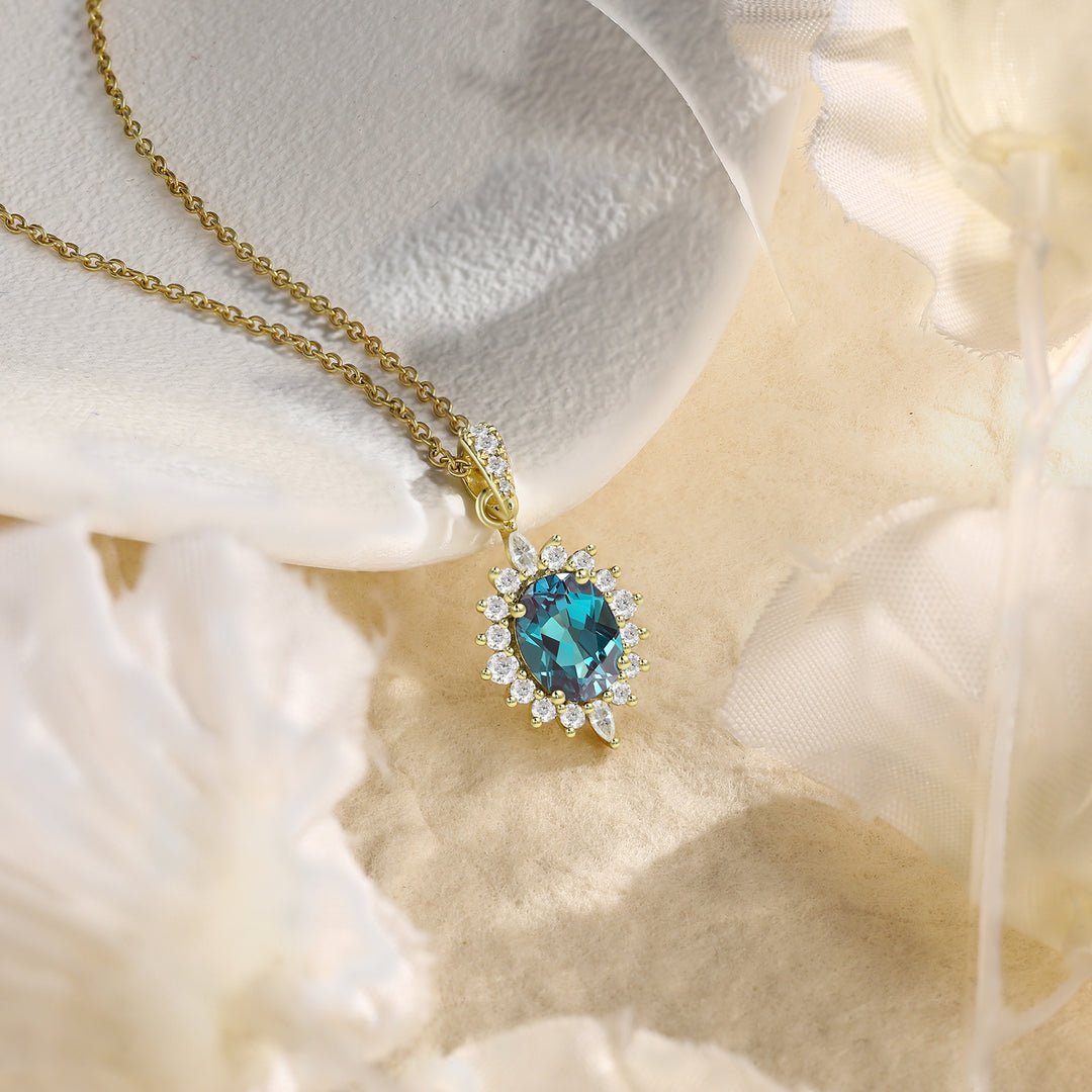 Silver Lab Alexandrite Necklace