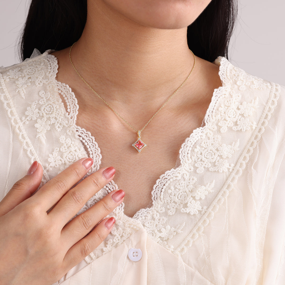 Silver Lab Pink Sapphire Necklace