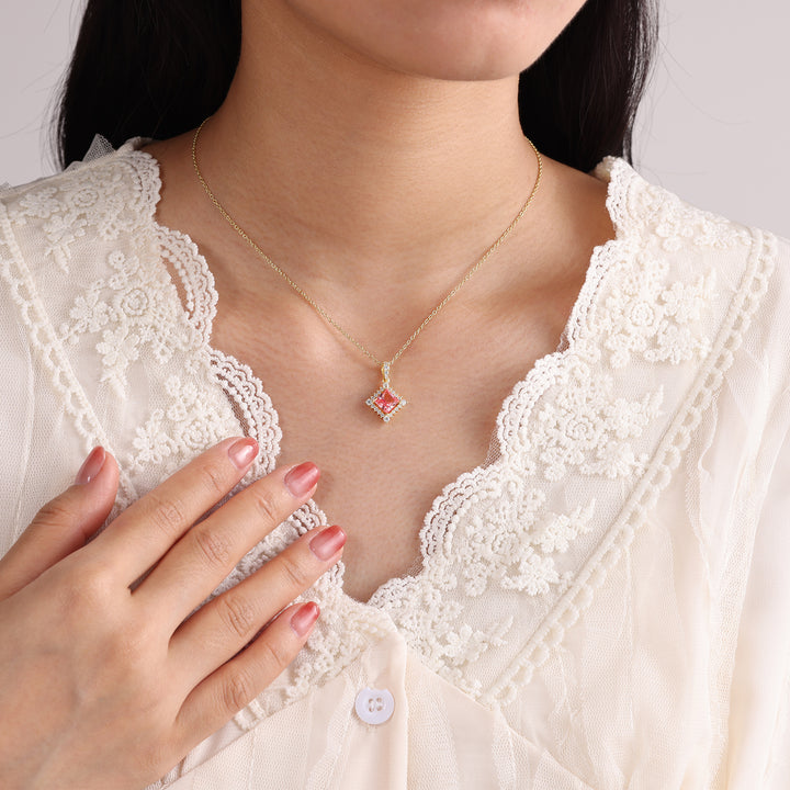 Silver Lab Pink Sapphire Necklace