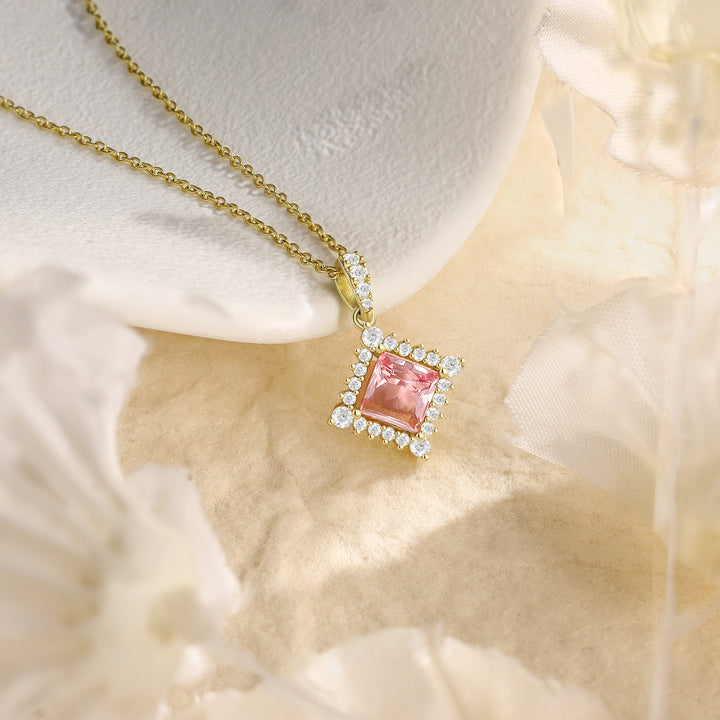 Silver Lab Pink Sapphire Necklace