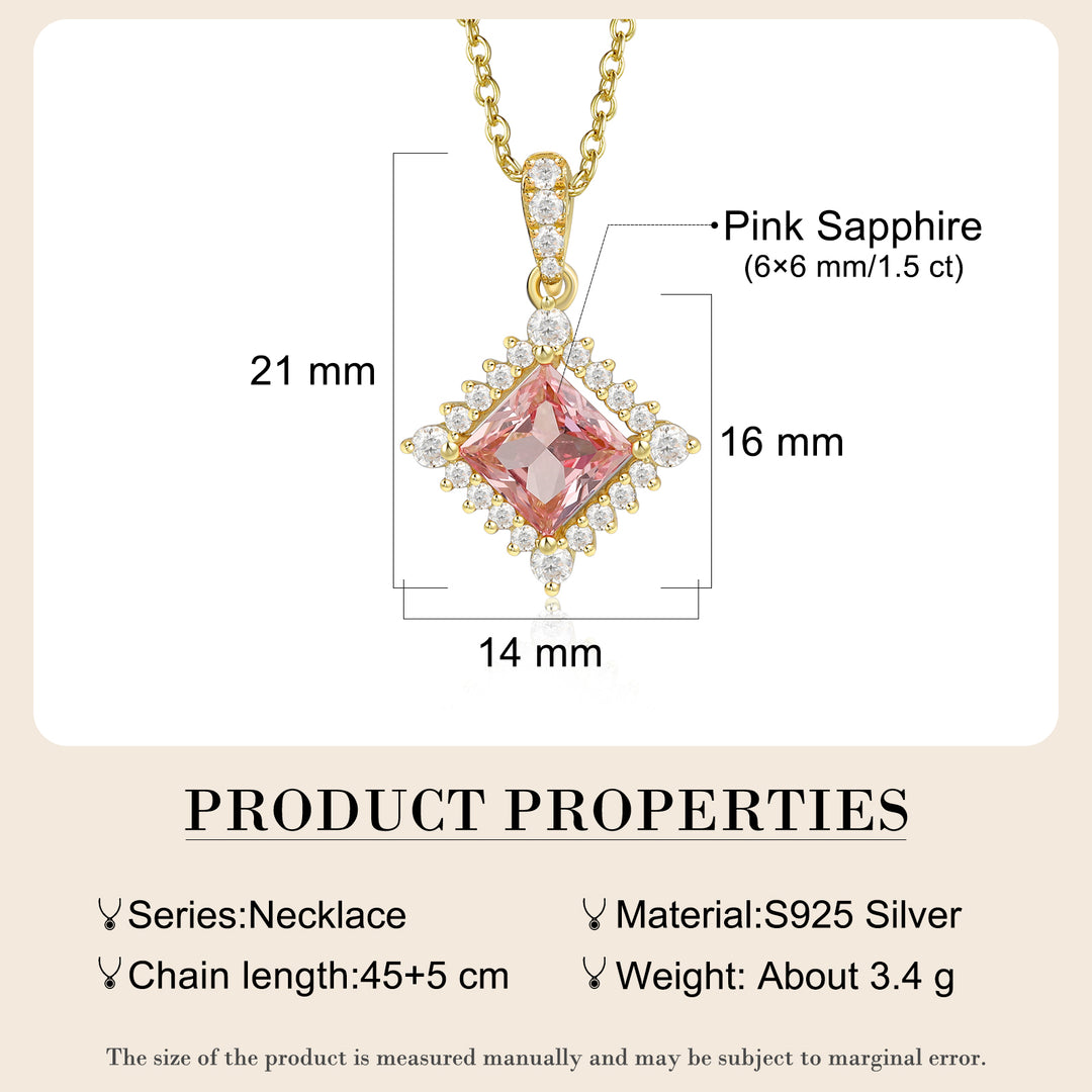 Silver Lab Pink Sapphire Necklace
