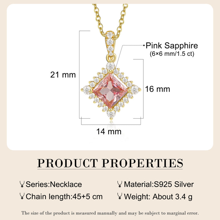 Silver Lab Pink Sapphire Necklace