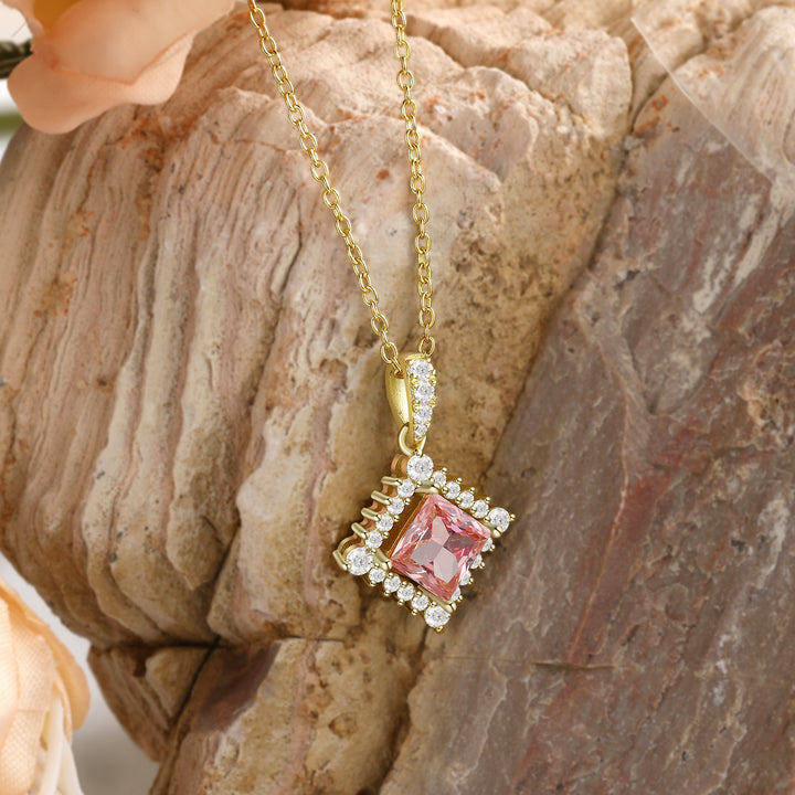 Silver Lab Pink Sapphire Necklace