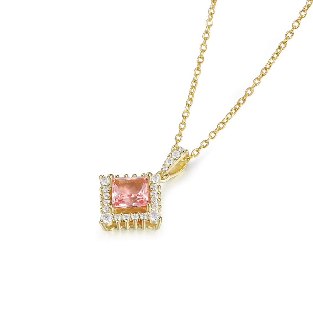 Silver Lab Pink Sapphire Necklace