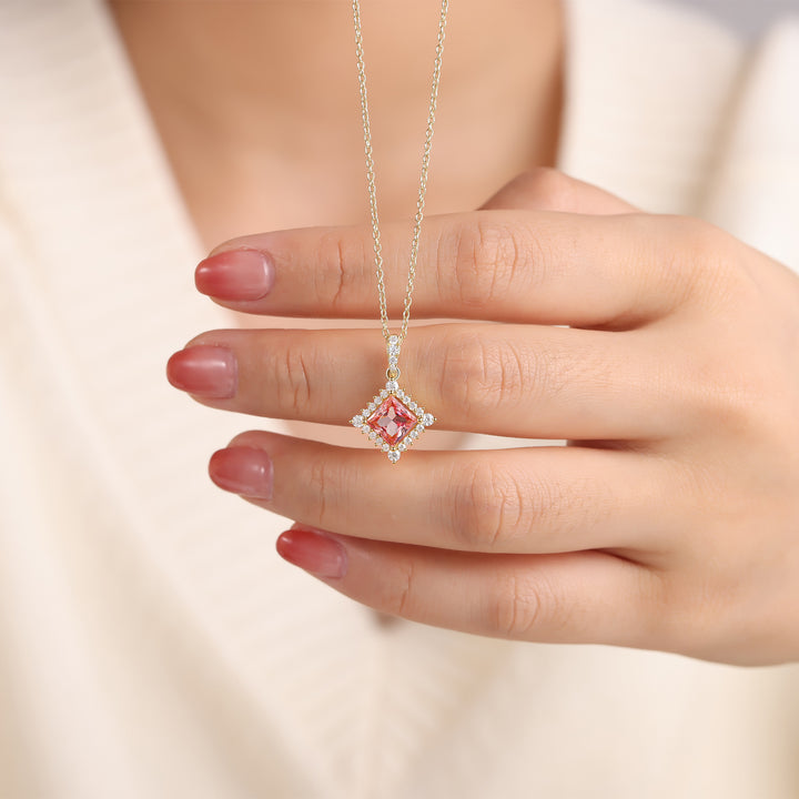 Silver Lab Pink Sapphire Necklace