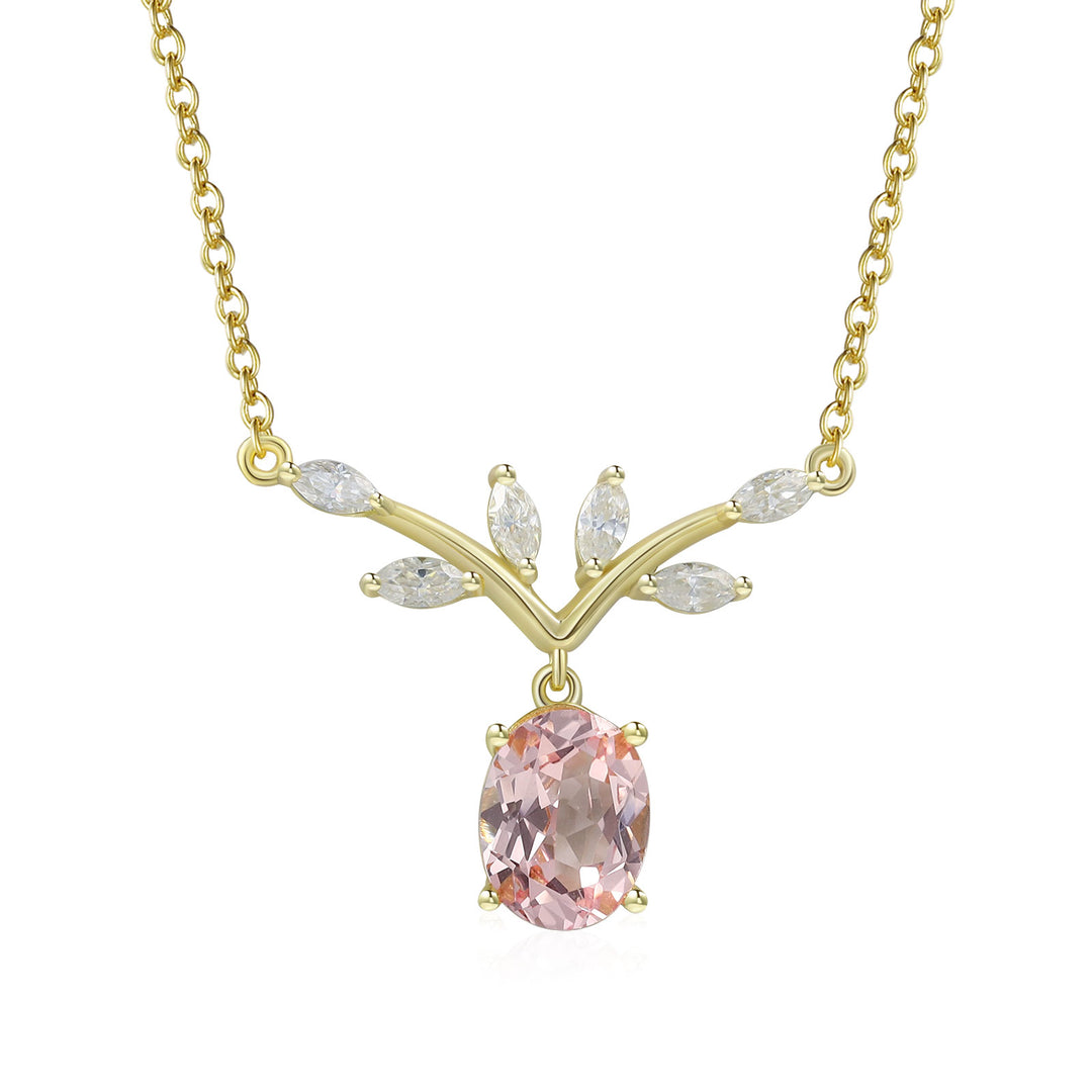 Silver Lab Pink Sapphire Necklace