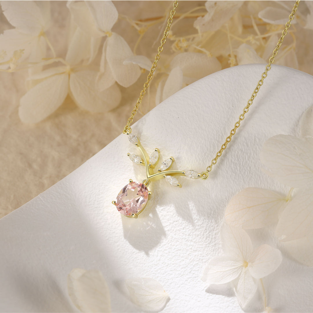 Silver Lab Pink Sapphire Necklace