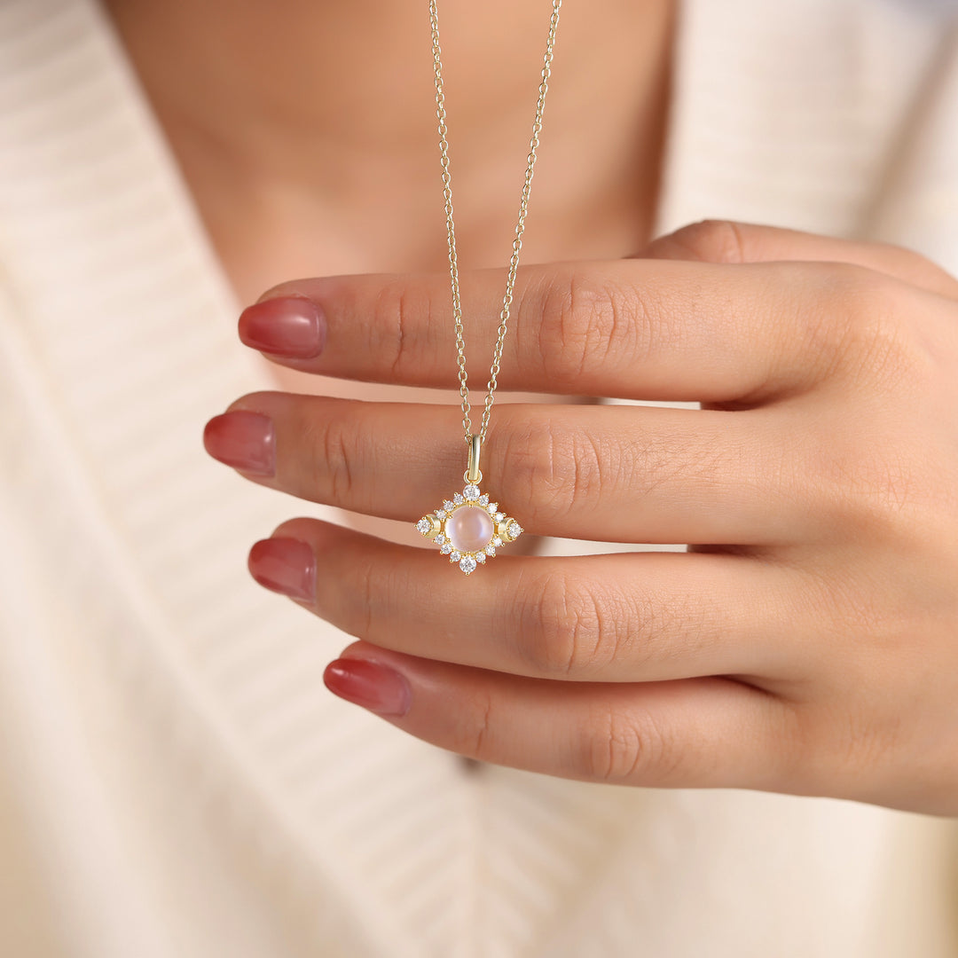 Silver Natural Moonstone Necklace