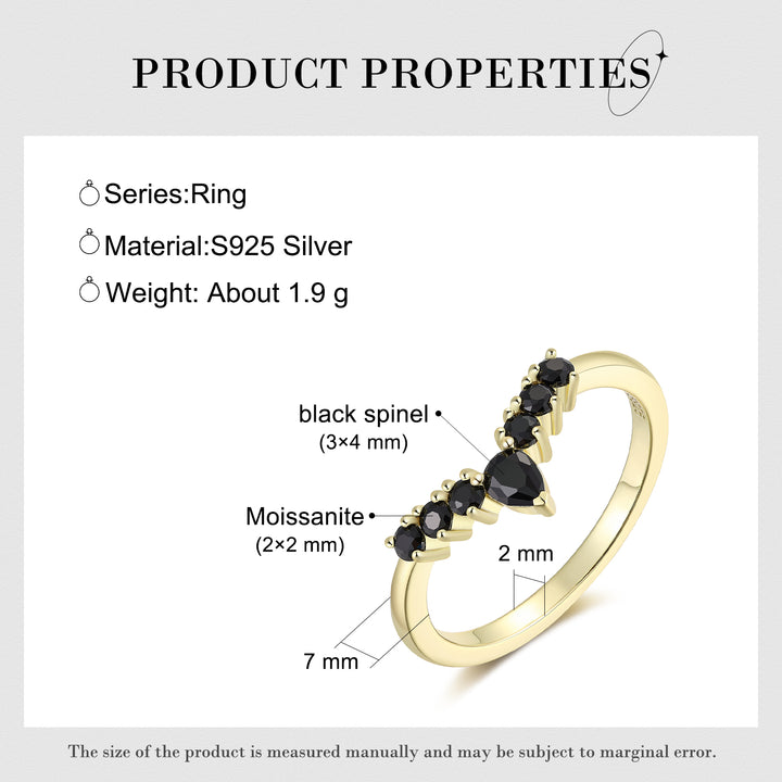 Sterling Silver Black Spinel Ring