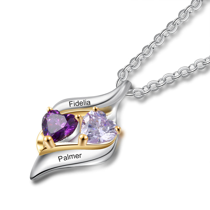 Customized Names Two Heart Necklace
