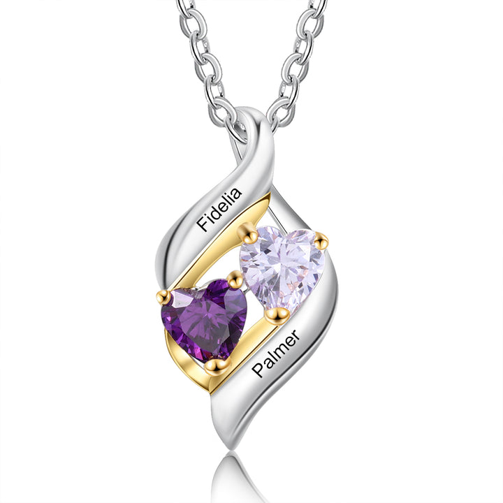 Customized Names Two Heart Necklace