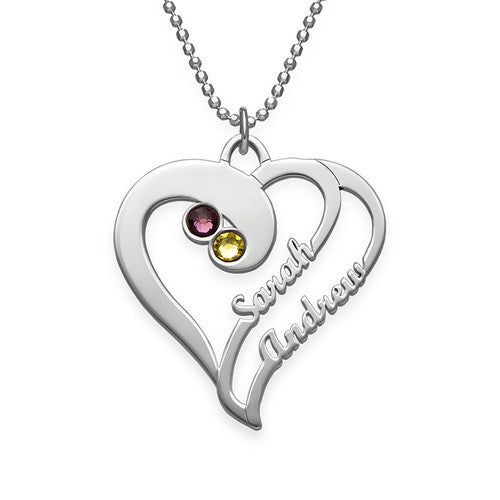 Two Hearts Forever Birthstone Necklace