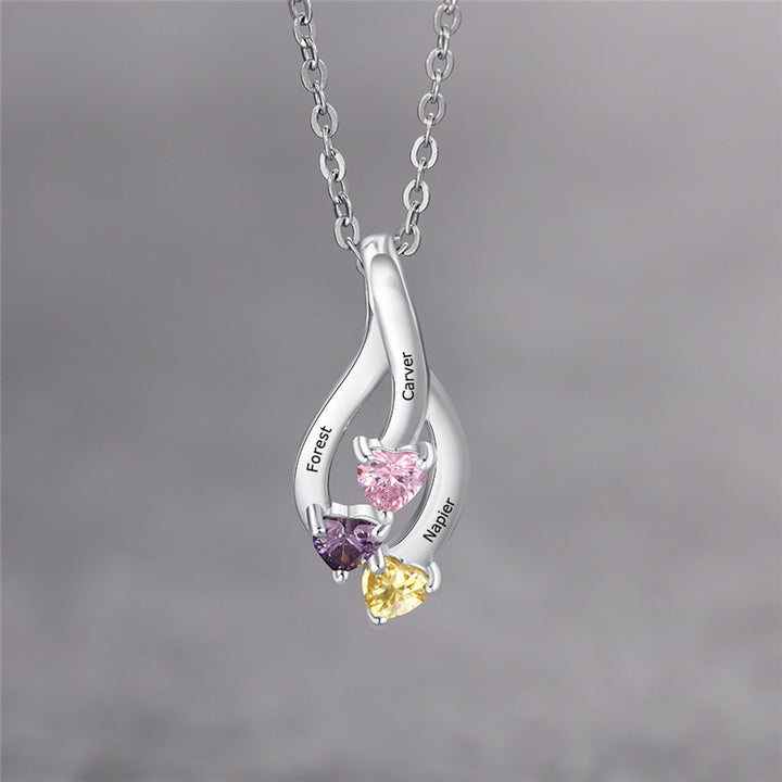 Silver Three Birthstone Necklace