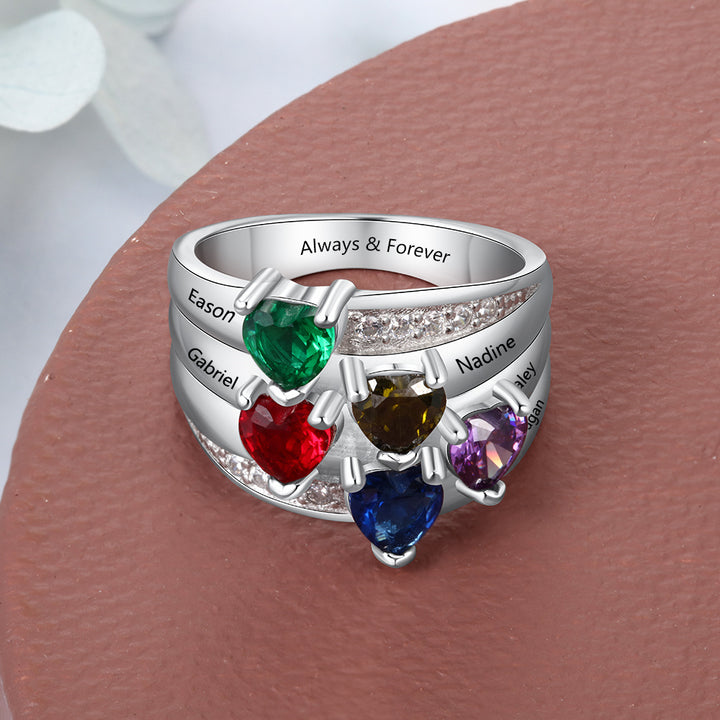 Birthstones Customized Names Ring