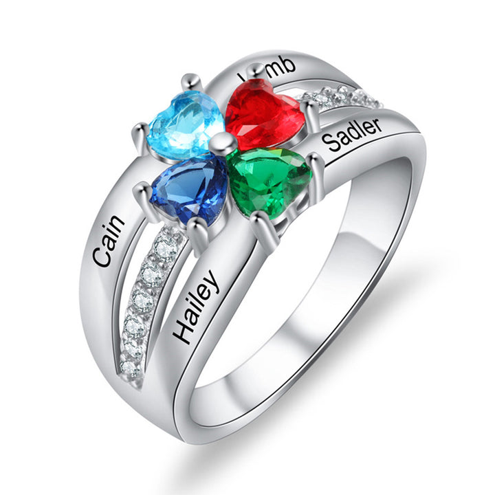 Heart Birthstone Flower Rings