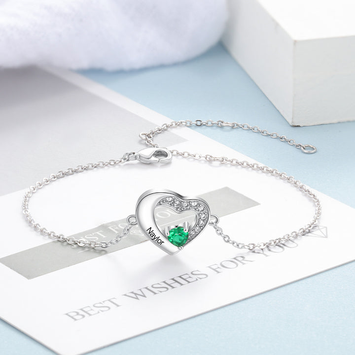 Heart Bracelet with Birthstone
