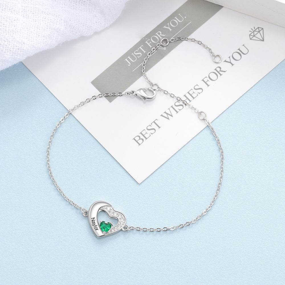Heart Bracelet with Birthstone