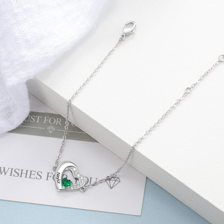 Heart Bracelet with Birthstone