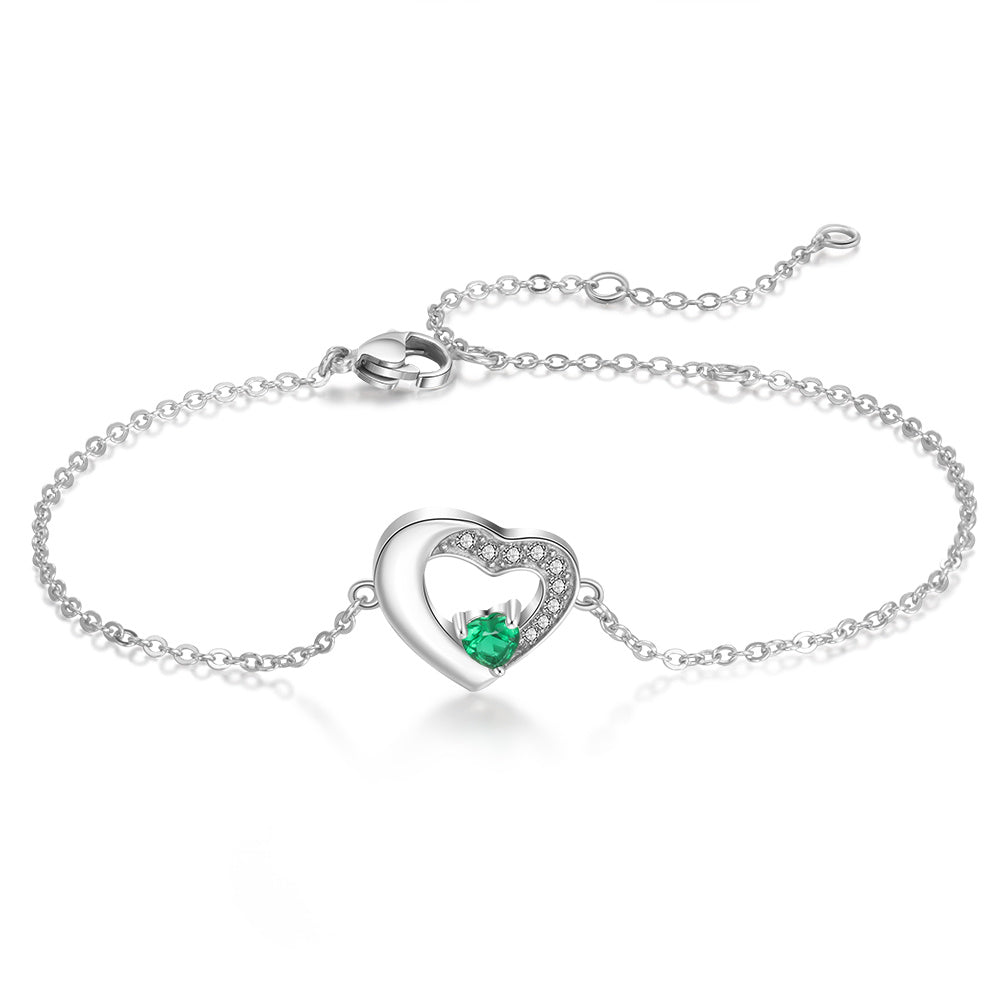 Heart Bracelet with Birthstone