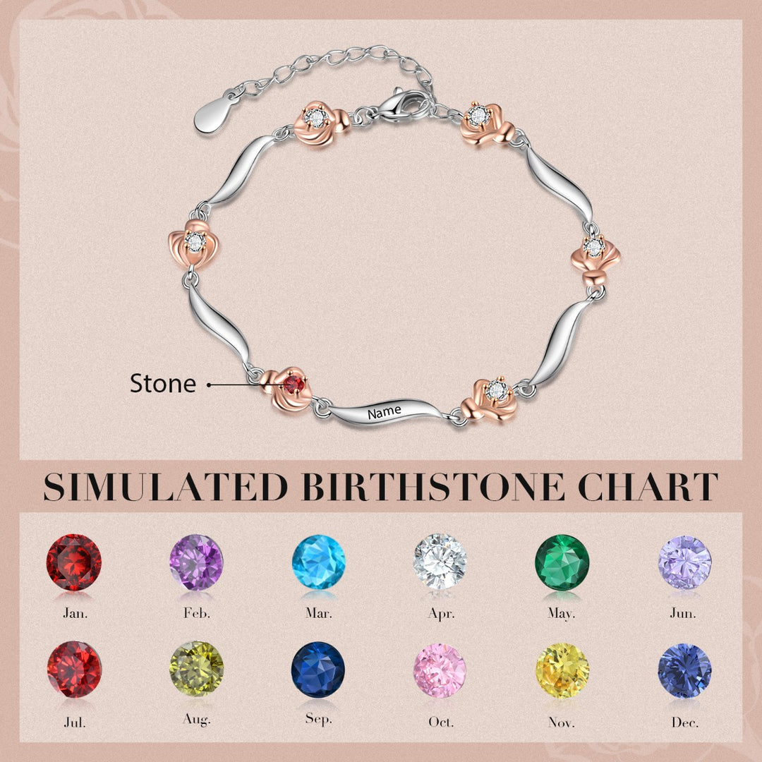 Rhodium Plated Rose Bracelet