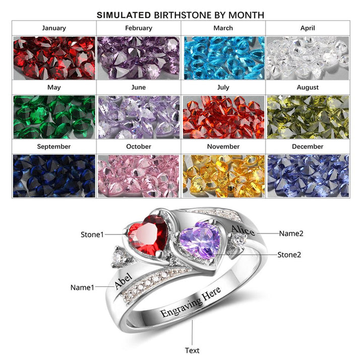 Birthstone & Engraved Silver Ring