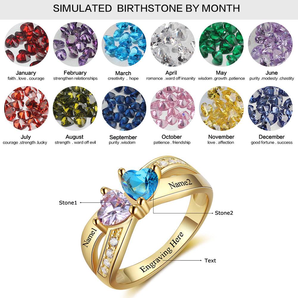 Birthstone & Engraved Silver Ring